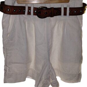 Abercrombie and Fitch High Waist Linen Blend SideZip & Brown Brass leatherbelt M